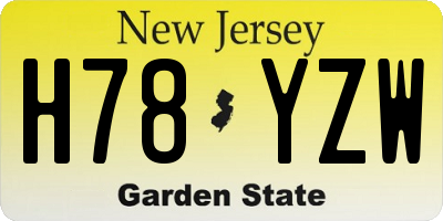 NJ license plate H78YZW
