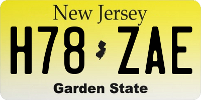 NJ license plate H78ZAE