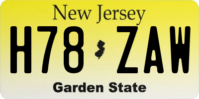 NJ license plate H78ZAW