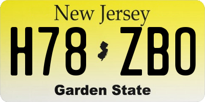NJ license plate H78ZBO