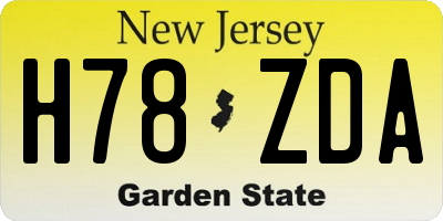 NJ license plate H78ZDA