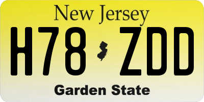 NJ license plate H78ZDD