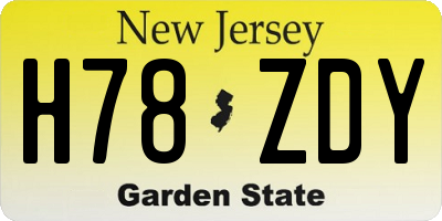 NJ license plate H78ZDY