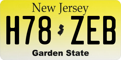 NJ license plate H78ZEB