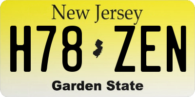 NJ license plate H78ZEN