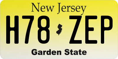 NJ license plate H78ZEP