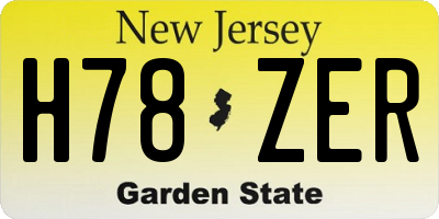 NJ license plate H78ZER