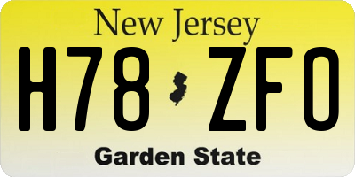 NJ license plate H78ZFO
