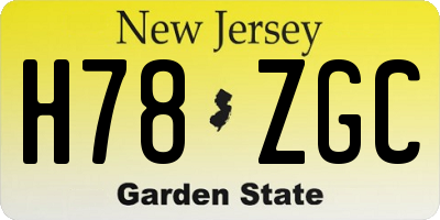 NJ license plate H78ZGC