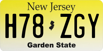 NJ license plate H78ZGY