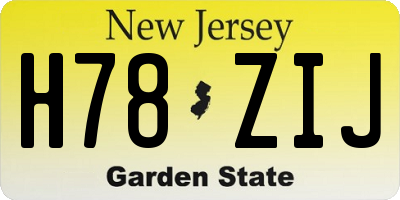 NJ license plate H78ZIJ