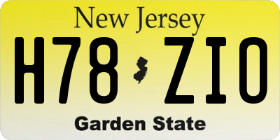 NJ license plate H78ZIO