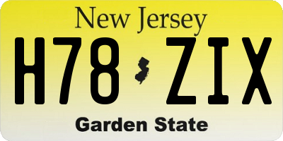 NJ license plate H78ZIX