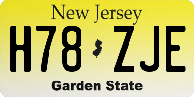 NJ license plate H78ZJE