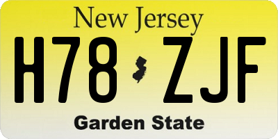 NJ license plate H78ZJF