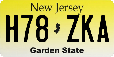 NJ license plate H78ZKA