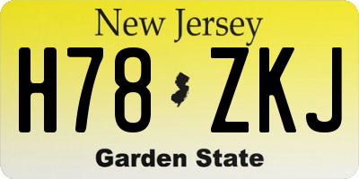 NJ license plate H78ZKJ