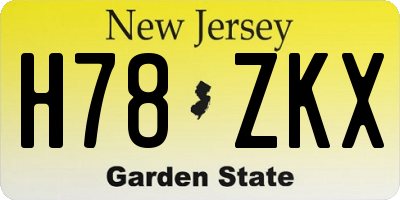 NJ license plate H78ZKX