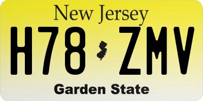 NJ license plate H78ZMV