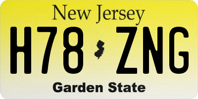 NJ license plate H78ZNG