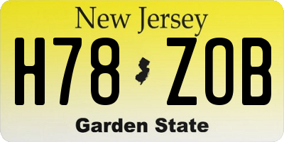 NJ license plate H78ZOB