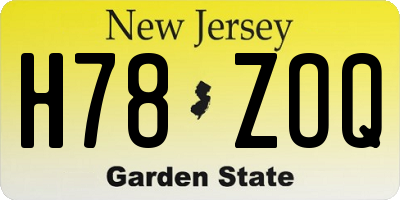 NJ license plate H78ZOQ