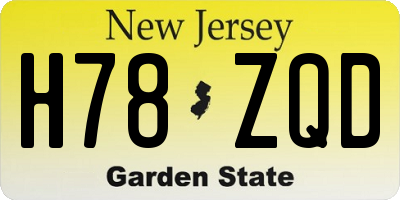 NJ license plate H78ZQD