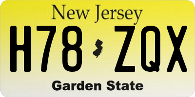 NJ license plate H78ZQX