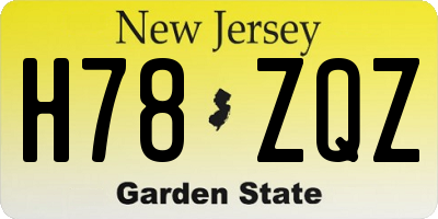 NJ license plate H78ZQZ