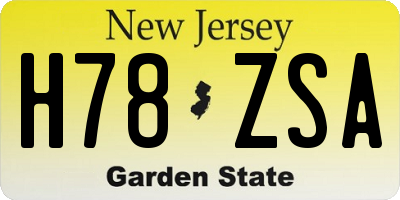 NJ license plate H78ZSA