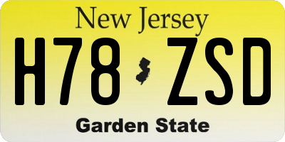 NJ license plate H78ZSD