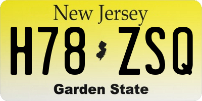 NJ license plate H78ZSQ