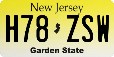 NJ license plate H78ZSW