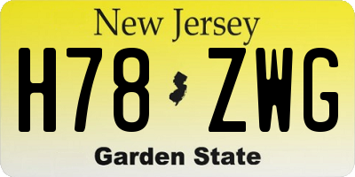 NJ license plate H78ZWG