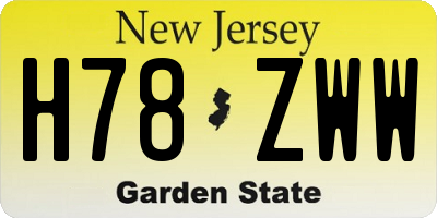 NJ license plate H78ZWW