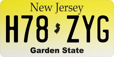 NJ license plate H78ZYG