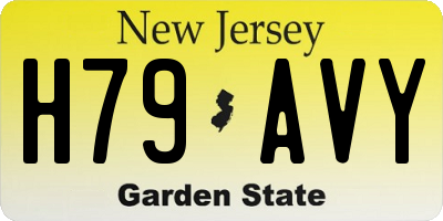 NJ license plate H79AVY
