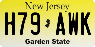 NJ license plate H79AWK