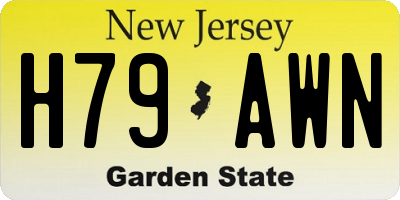 NJ license plate H79AWN