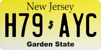 NJ license plate H79AYC