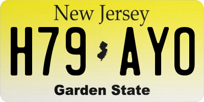 NJ license plate H79AYO