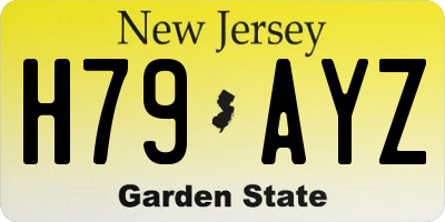 NJ license plate H79AYZ