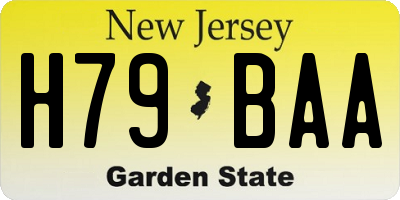 NJ license plate H79BAA