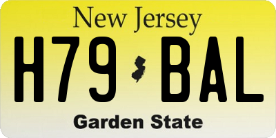 NJ license plate H79BAL