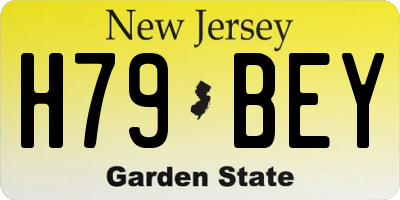 NJ license plate H79BEY