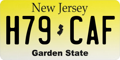 NJ license plate H79CAF