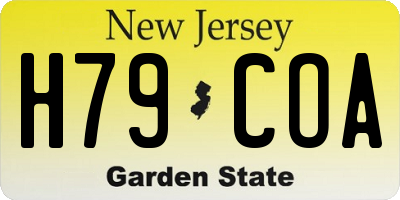 NJ license plate H79COA