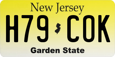NJ license plate H79COK