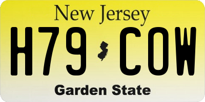 NJ license plate H79COW