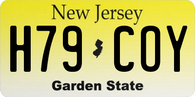 NJ license plate H79COY